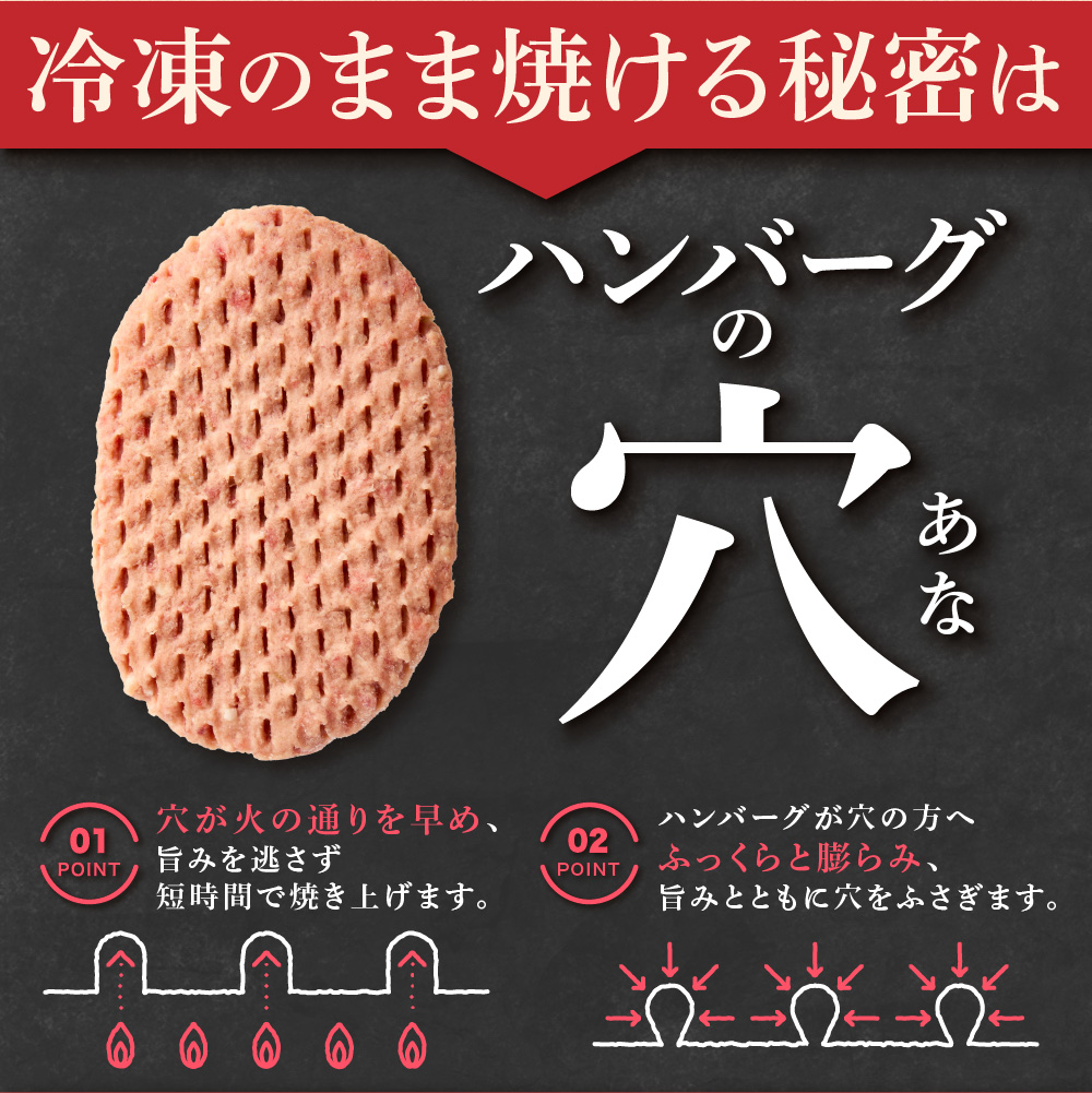 【冷凍したまま焼ける・北海道産牛100％】北海道産ビーフハンバーグ(ありがとう)(90g×24)