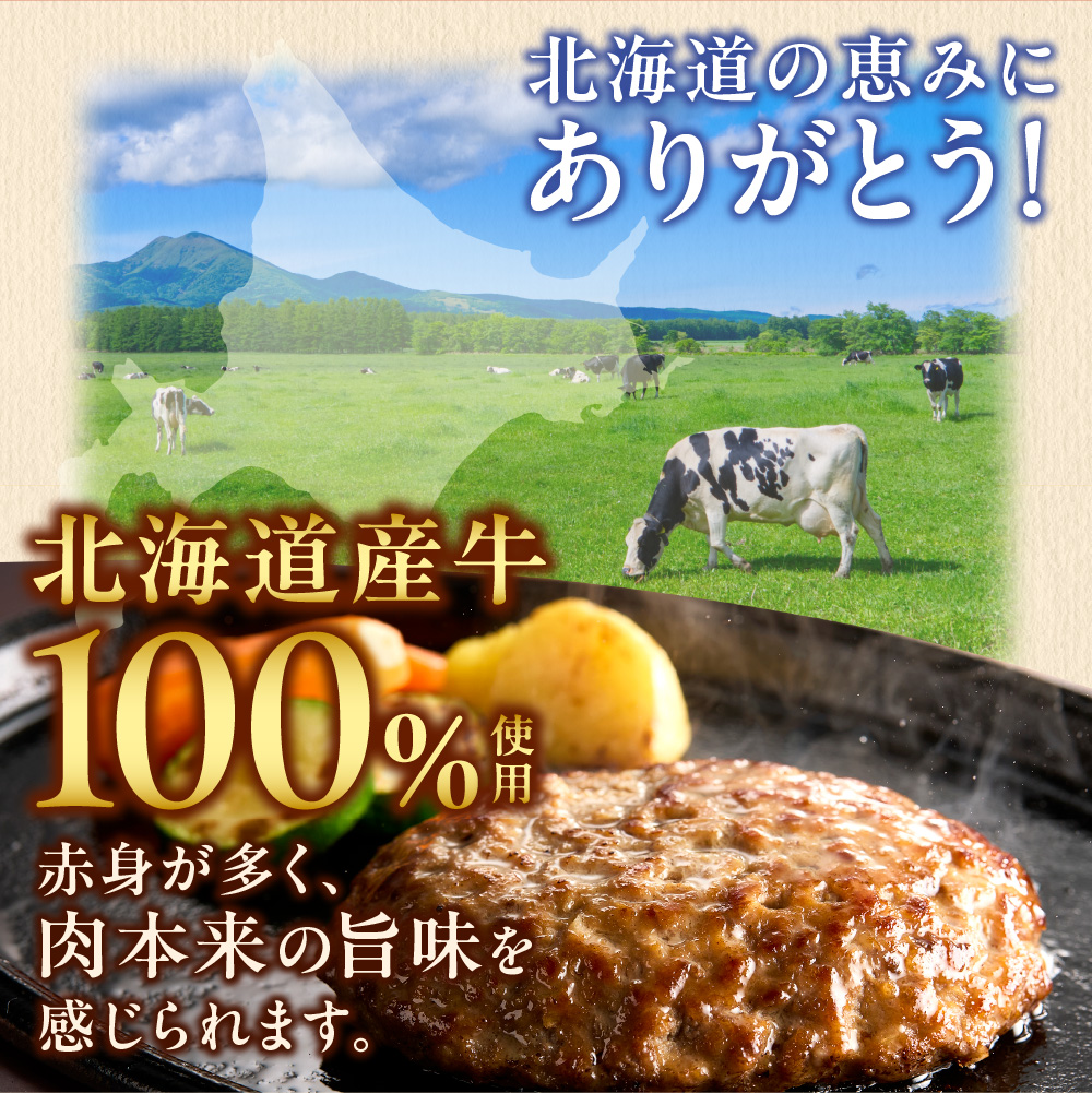 【冷凍したまま焼ける・北海道産牛100％】北海道産ビーフハンバーグ(ありがとう)(90g×6)