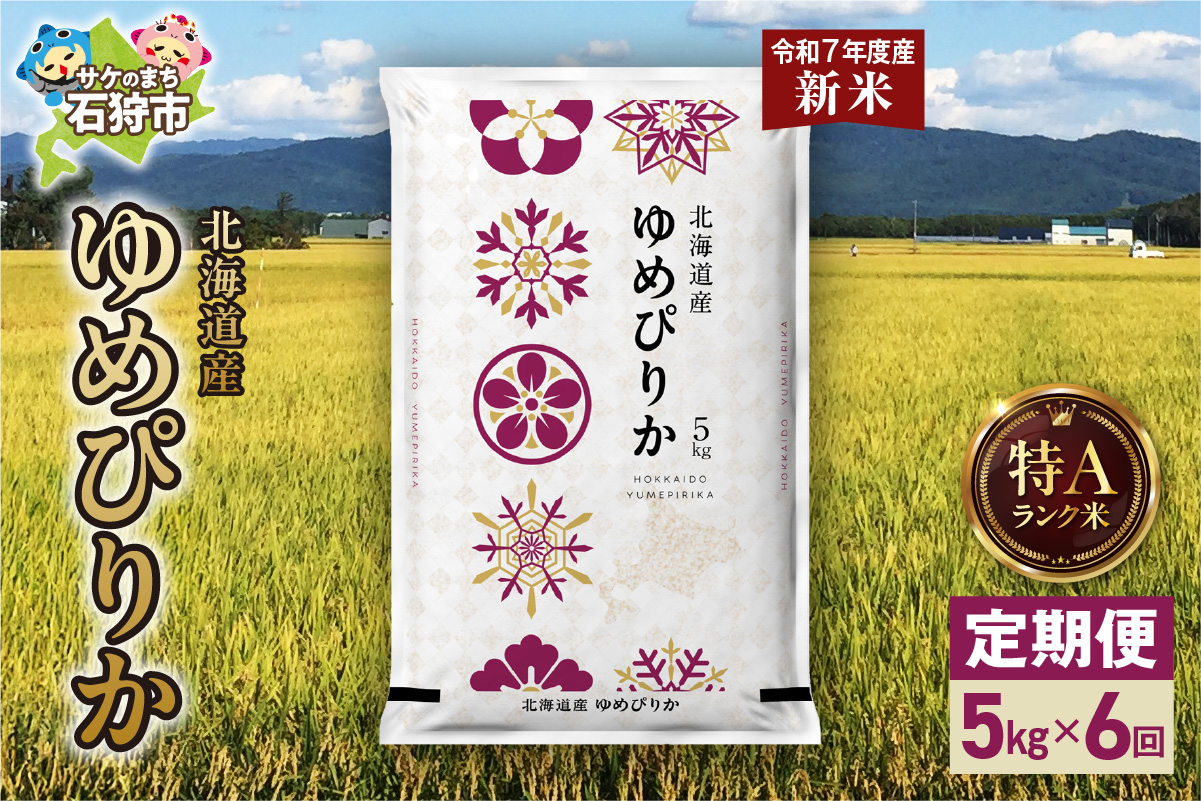 【定期便】北海道産 ゆめぴりか 5kg 6回 お米 白米 精米