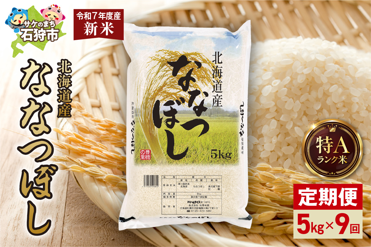 【定期便】北海道産 ななつぼし 5kg 9回 お米 白米 精米