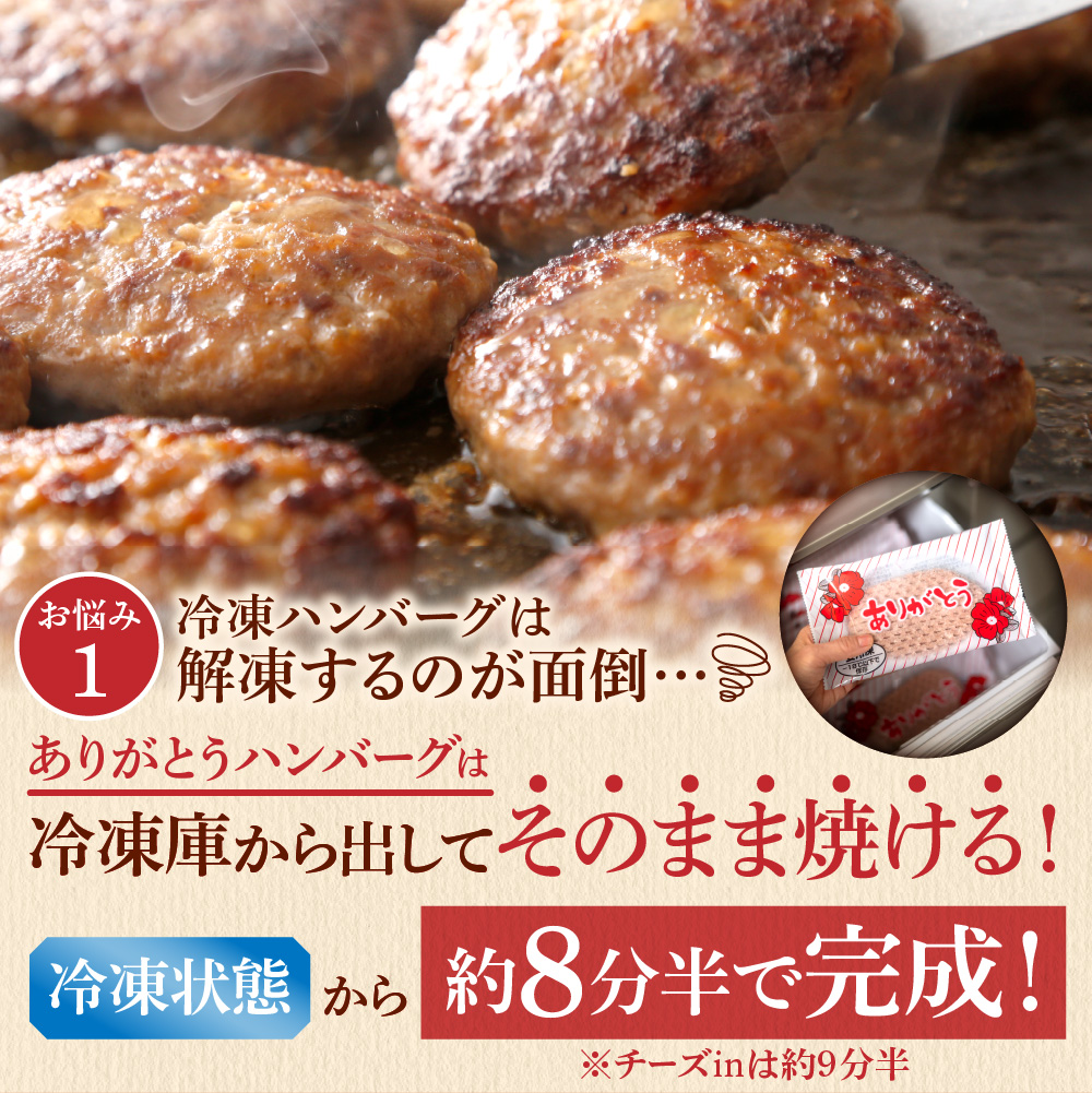 【冷凍したまま焼ける・北海道産牛100％】北海道産ビーフハンバーグ(ありがとう)(90g×6)