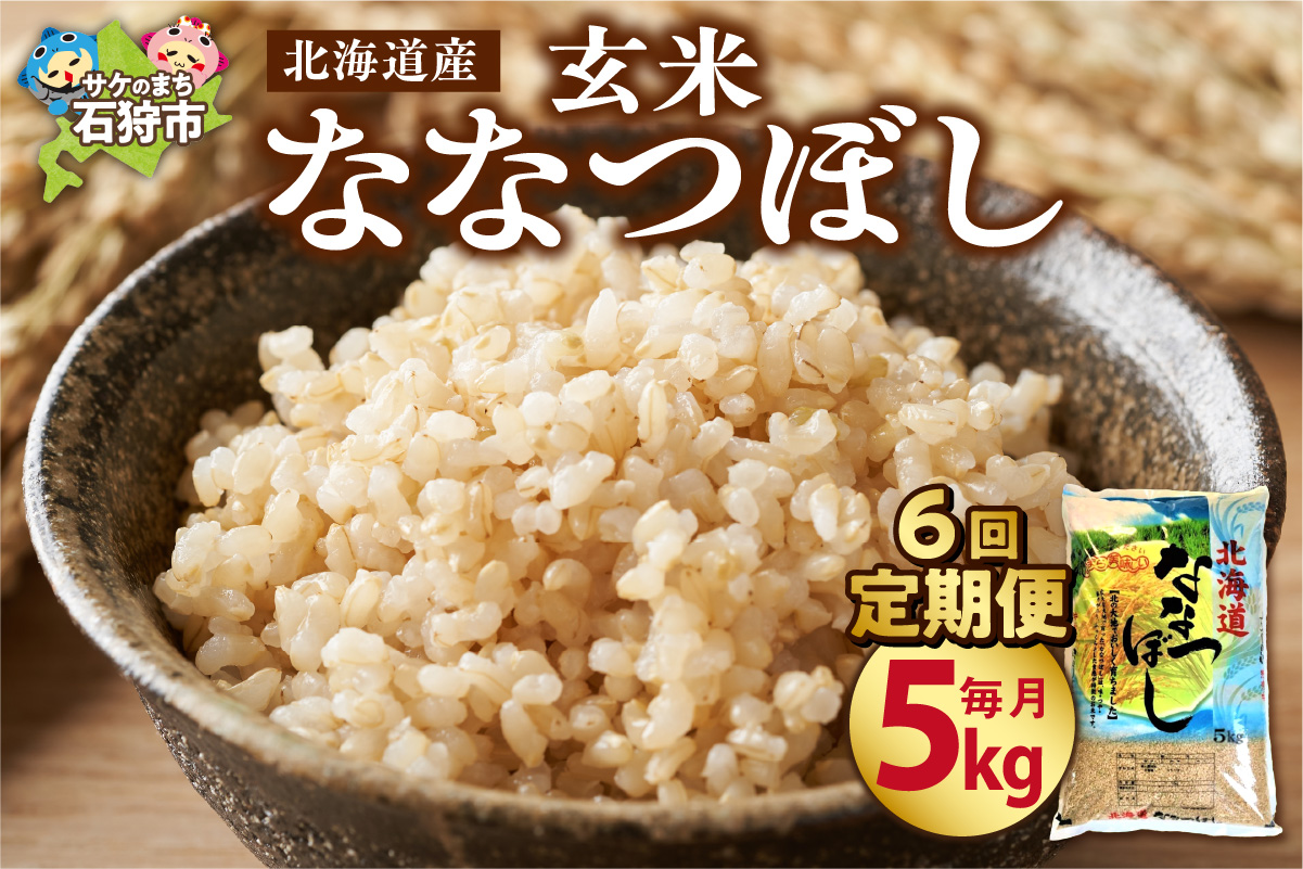 【定期便6ヶ月】北海道産ななつぼし 【玄米】 5kg×6回｜米 玄米 特Aランク 北海道 石狩市