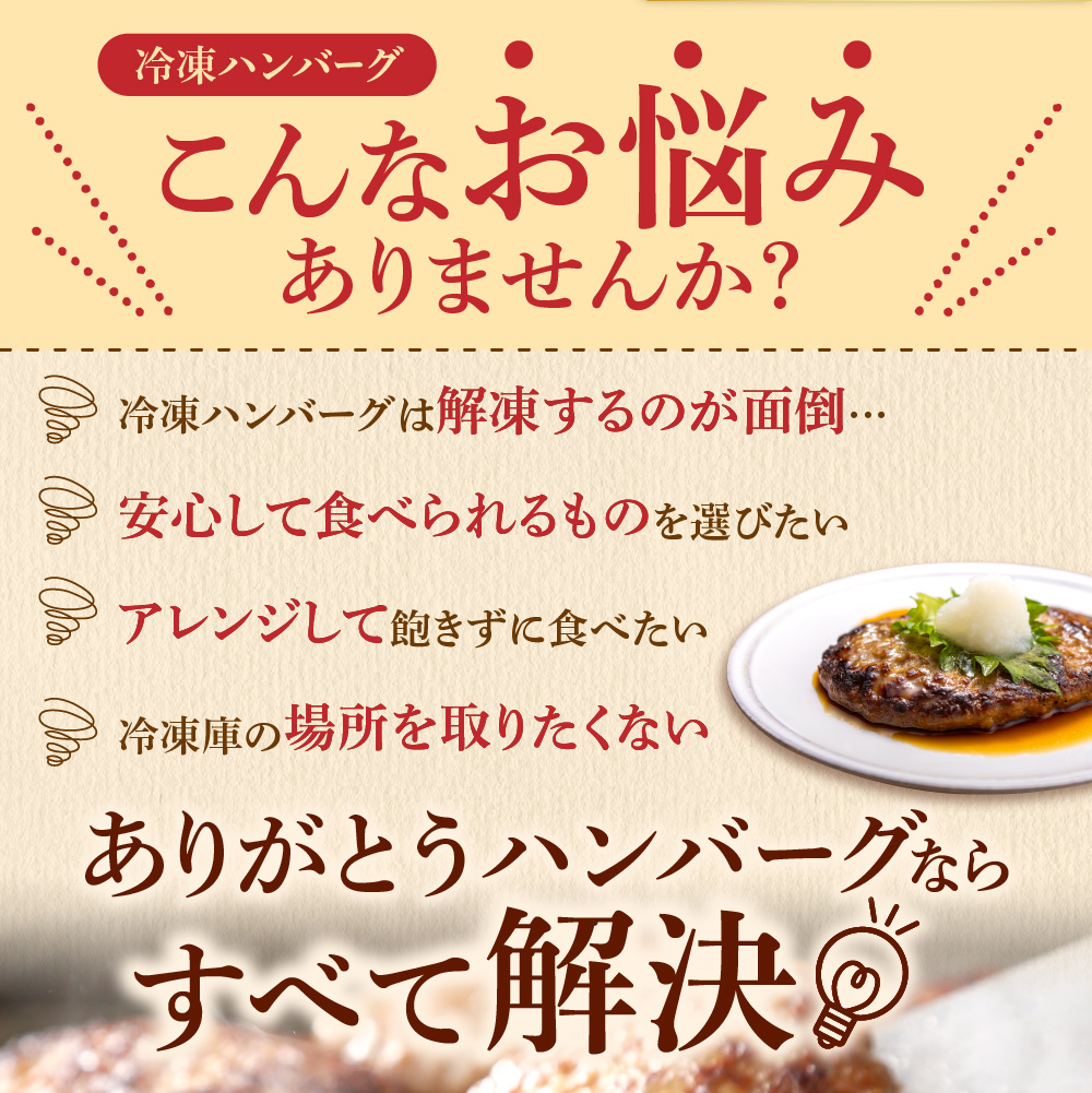 【冷凍したまま焼ける・北海道産牛100％】北海道産ビーフハンバーグ(ありがとう)(90g×24)