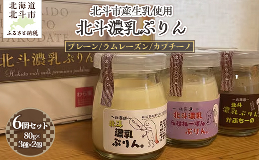 北斗濃乳ぷりんセット6個入り(プレーン/ラムレーズン/カプチーノ) HOKX002