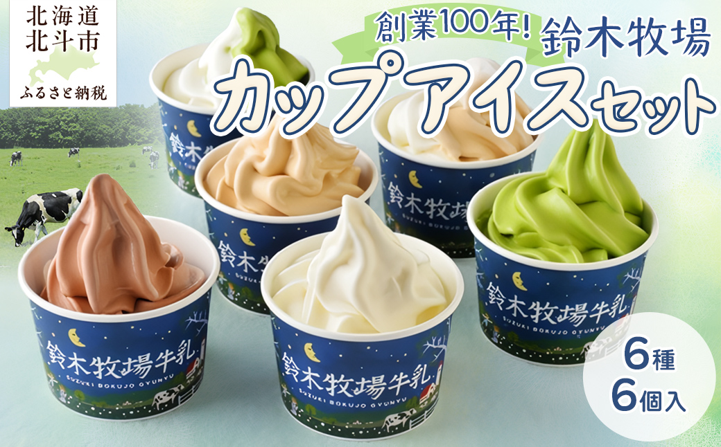 【2025年9月4日より順次発送】【1頭1頭に名前を付け、愛情込めて育てた】創業100年!鈴木牧場カップアイスセット6種6個入 HOKAZ001
