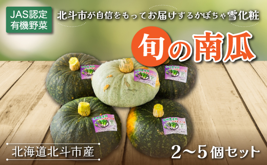 【JAS認定有機野菜】旬の南瓜2〜5個セット HOKB016