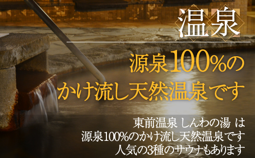 【源泉100％かけ流し】東前温泉 しんわの湯　温泉入浴回数券（5枚綴り） HOKAA005