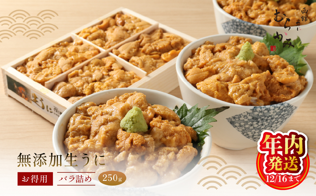 【12/16までの寄附で年内配送】「うにむらかみ」無添加生うにお得用バラ詰め250g HOKT003