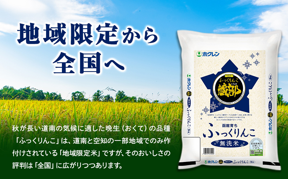 【定期便6回】 無洗米 ふっくりんこ 2kg 【JA新はこだて】