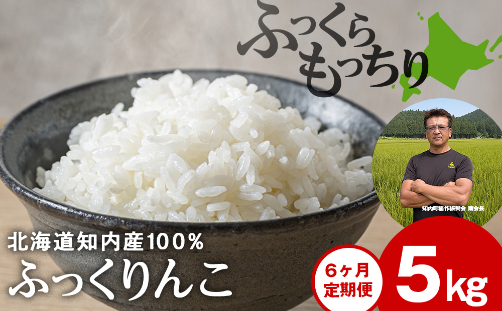 【定期便6回】 ふっくりんこ 5kg 【JA新はこだて】 知内町 ふるさと納税 玄米 こめ 北海道産お米 北海道米 美味しいお米 北海道産米 ブランド米