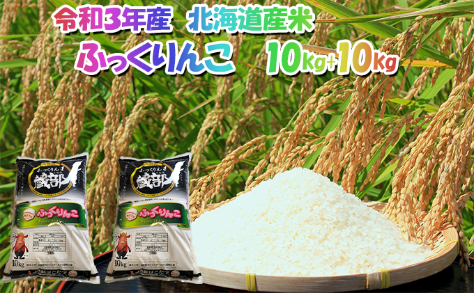 北海道 木古内町産 生産者 応援米 ふっくりんこ 10kg＋10kg