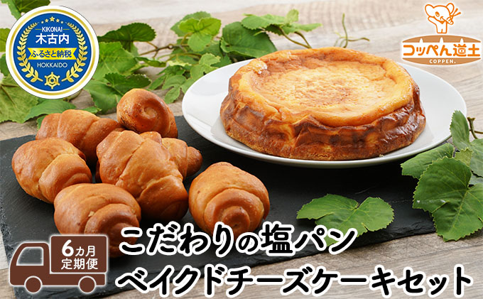 6カ月 定期便 こだわりの塩パン ベイクドチーズケーキ セット 北海道 チーズケーキ 塩パン