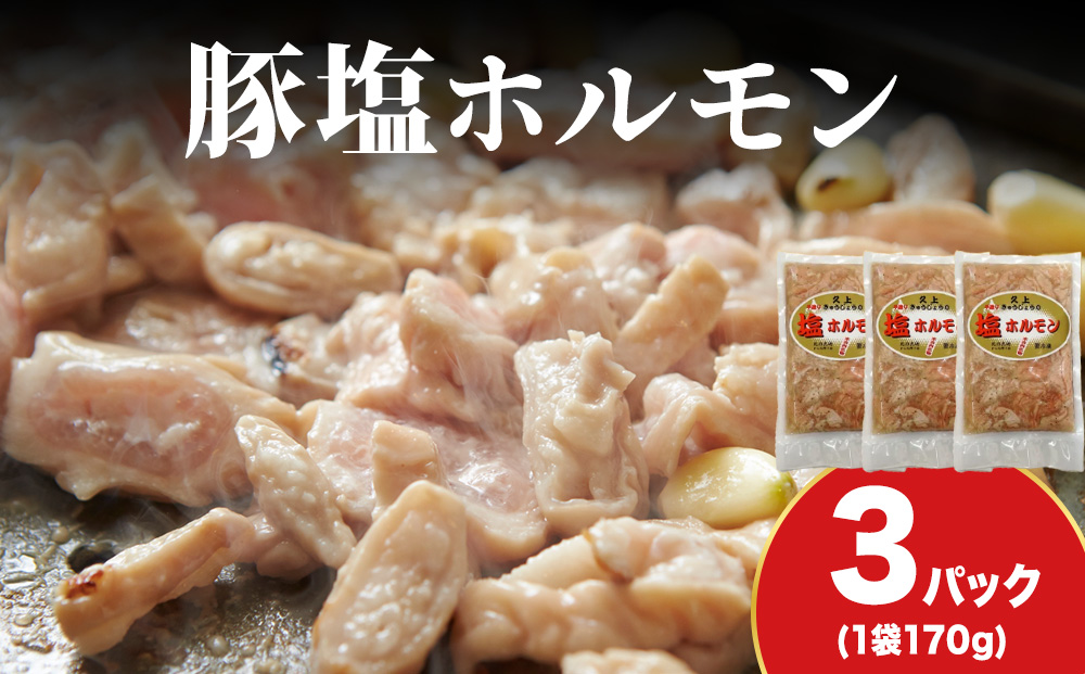 【久上 工藤商店】味付け豚ホルモン（塩）170g　3袋セット