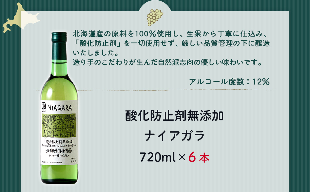 酸化防止剤無添加　ナイアガラ　720ml　6本 NAX032