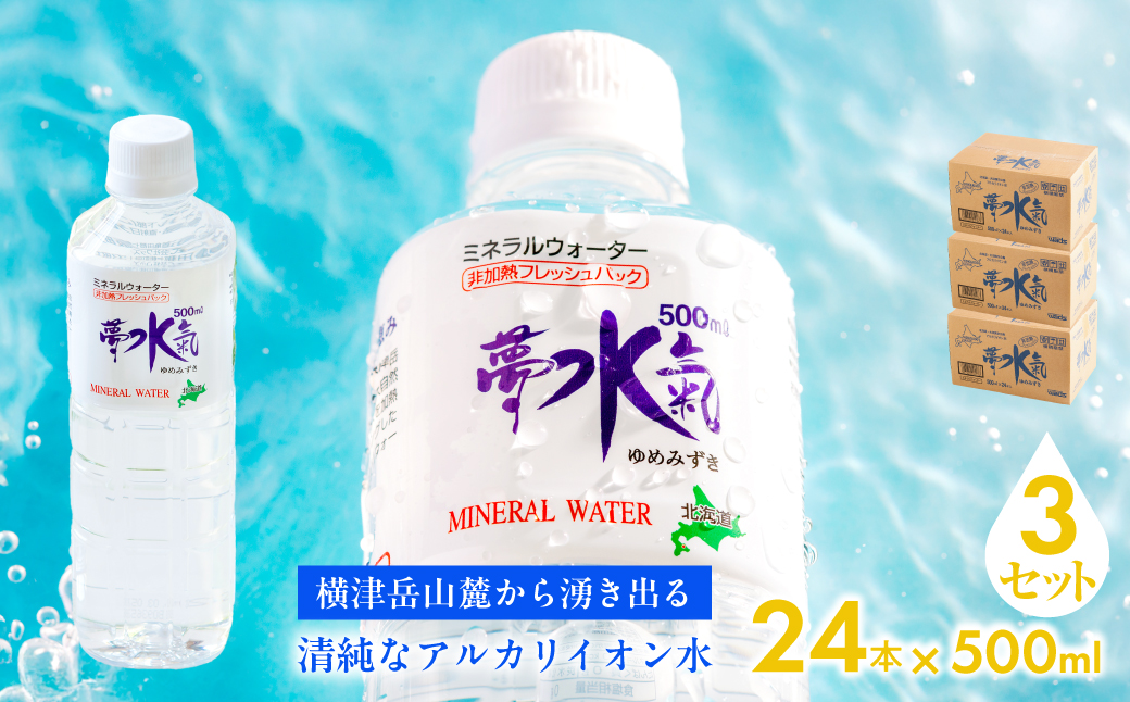 繝溘ロ繝ゥ繝ォ繧ヲ繧ゥ繝シ繧ソ繝シ螟「豌エ豌」シ500mlテ24譛ャシ3繧サ繝繝 螟ゥ辟カ繧「繝ォ繧ォ繝ェ繧、繧ェ繝ウ豌エ 霆滓ーエ NABI009