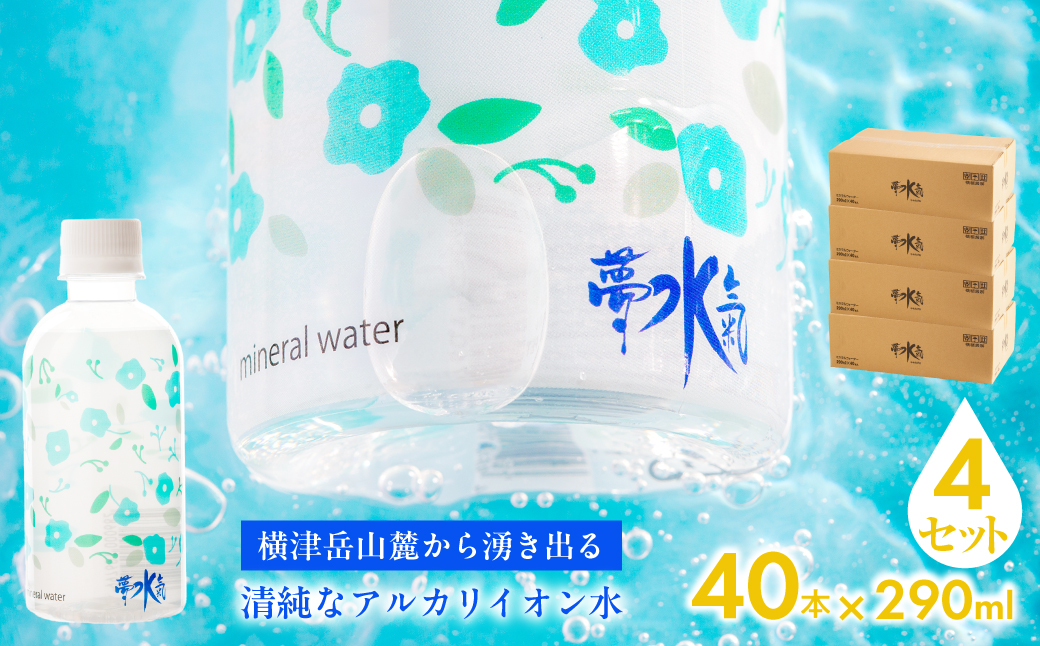 ミネラルウォーター夢水氣（290ml×40本）4セット 天然アルカリイオン水 軟水 NABI006
