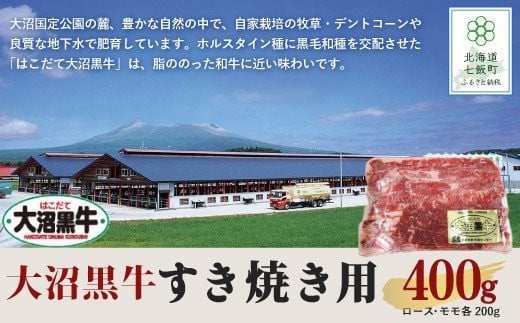 【北海道ブランド牛】大沼黒牛すき焼き用（ロース200g、モモ200g） NAM005