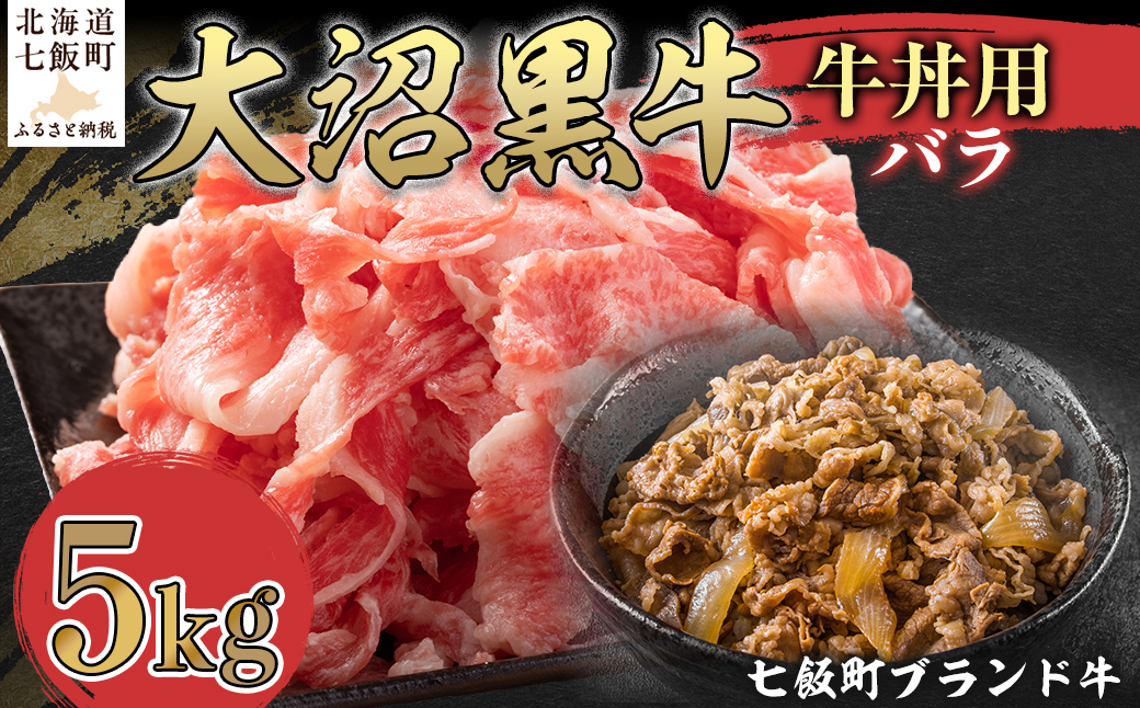 大沼黒牛牛丼用（バラ5kg） 【ふるさと納税 人気 おすすめ ランキング 北海道ブランド牛 大沼黒牛 黒毛和牛 バラ肉 冷凍 牛丼 おいしい 北海道 七飯町】 NAM036