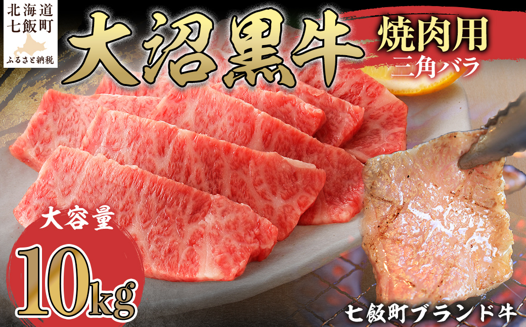 大沼黒牛焼き肉用（三角バラ10kg） 【ふるさと納税 人気 おすすめ ランキング 北海道ブランド牛 大沼黒牛 黒毛和牛 リブロース 冷凍 焼肉 おいしい 北海道 七飯町】 NAM045