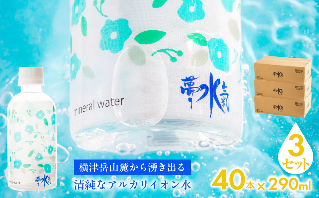 ミネラルウォーター夢水氣（290ml×40本）3セット 天然アルカリイオン水 軟水 NABI005