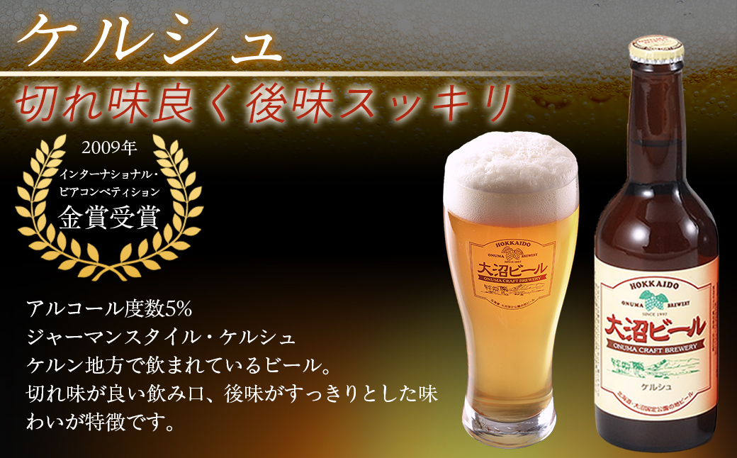 大沼ビール1L2本＋スタウト330ml3本 麦芽の香ばしさが、コーヒーを思わせる黒ビール！ NAH011