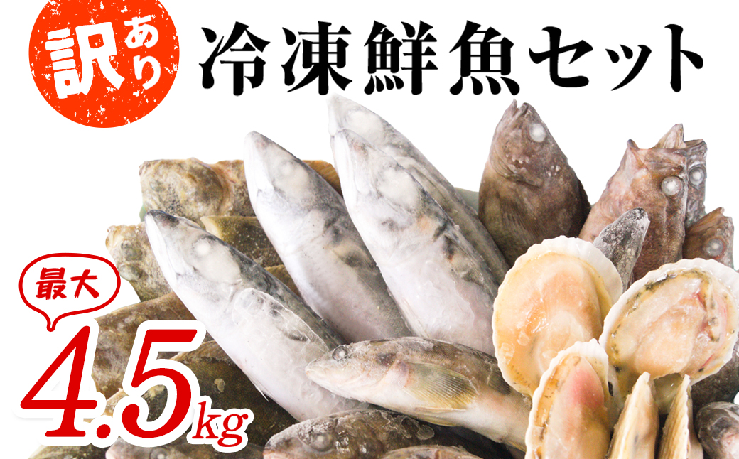 【2026年1月下旬発送】北海道 冷凍鮮魚セット 最大4.5kg 「漁師応援プロジェクト！」 下処理済み 4～5種 ホタテが必ず入る おまかせ セット 鮮魚 魚 魚介 訳あり セット 詰め合わせ 期間限定