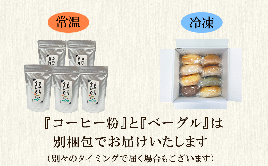 ベーグル 8個＆コーヒー粉500g(100g×5袋) セット おうち時間 朝ごはん