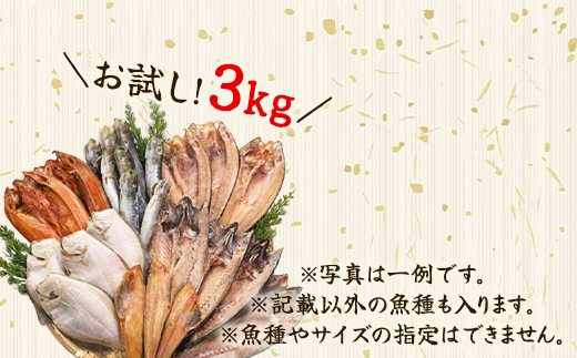 【2026年7月下旬発送】訳あり 干物・切身 セット 3kg お試し 北海道 バラ冷凍 規格外 傷 不揃い