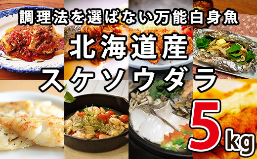 楽しみ方は10通り！メニューに困らない万能白身魚 北海道産 すけそうだら 5kg 冷凍 内臓処理済み 鮮魚