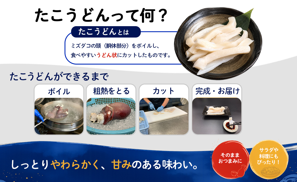 北海道産 ボイルタコ足 ぶつ切り たこうどん セット 計700g タコ 蛸 ミズダコ ボイル済み