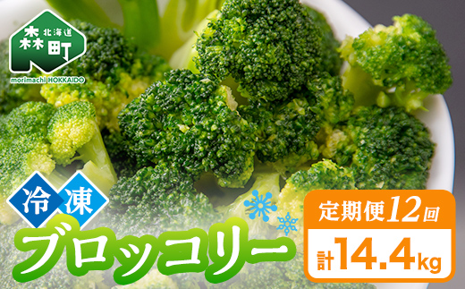 【12ヶ月定期便】小分け カット済み ブロッコリー 冷凍 1.2kg×12回 北海道森町産 野菜 おかず お弁当 便利 小分け カット済み ブロッコリー 冷凍 mr1-1007