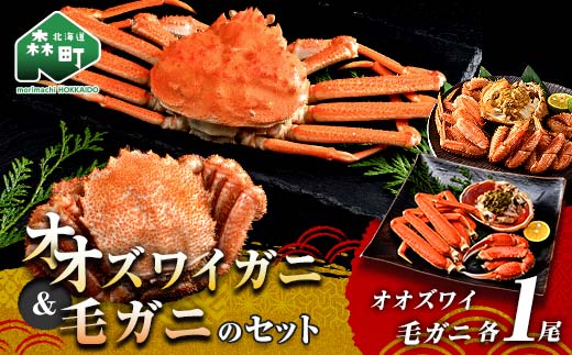 オオズワイガニ毛がに2尾セット オオズワイガニ1尾(300～350g前後) 毛がに1尾(約350g) ＜海鮮問屋　株式会社　瑞宝＞ かに カニ 蟹 ガニ がに 海鮮 森町 北海道 mr1-1304