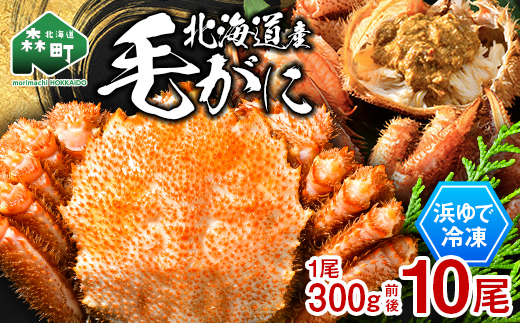 北海道産 冷凍ボイル毛ガニ 300g前後×10尾  mr1-1442