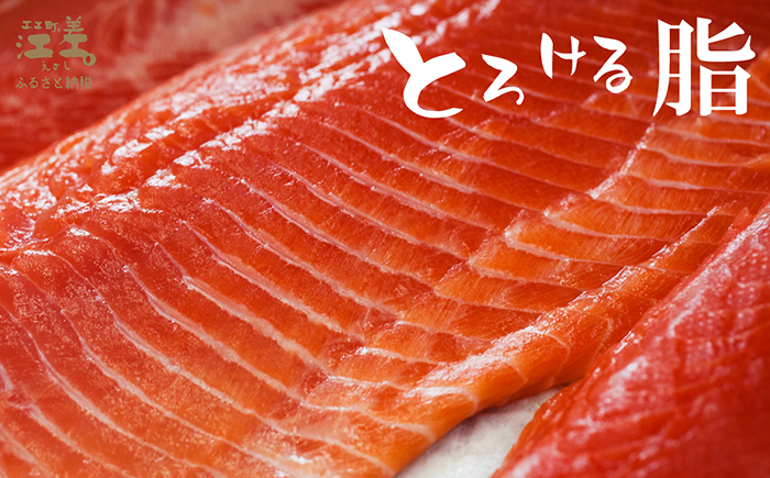 北海道産 サーモンの三種セット ルイベ〈冷凍刺身〉お刺身用ブロック・切り身［塩］・切り身［無塩］ 各3個 計9個　日本海 かもめ島海面養殖　純国産 ブランドサーモン『江さしっ子 繁虎』　とろける脂　活締め　浜のかあさん手作り　冷凍　小分け　個包装　トラウトサーモン　刺身　サーモンステーキ　カルパッチョ　焼き魚　ムニエル　ソテー　フライ　海鮮　鮭　塩鮭　さけ　シャケ　しゃけ　さーもん　保存料不使用