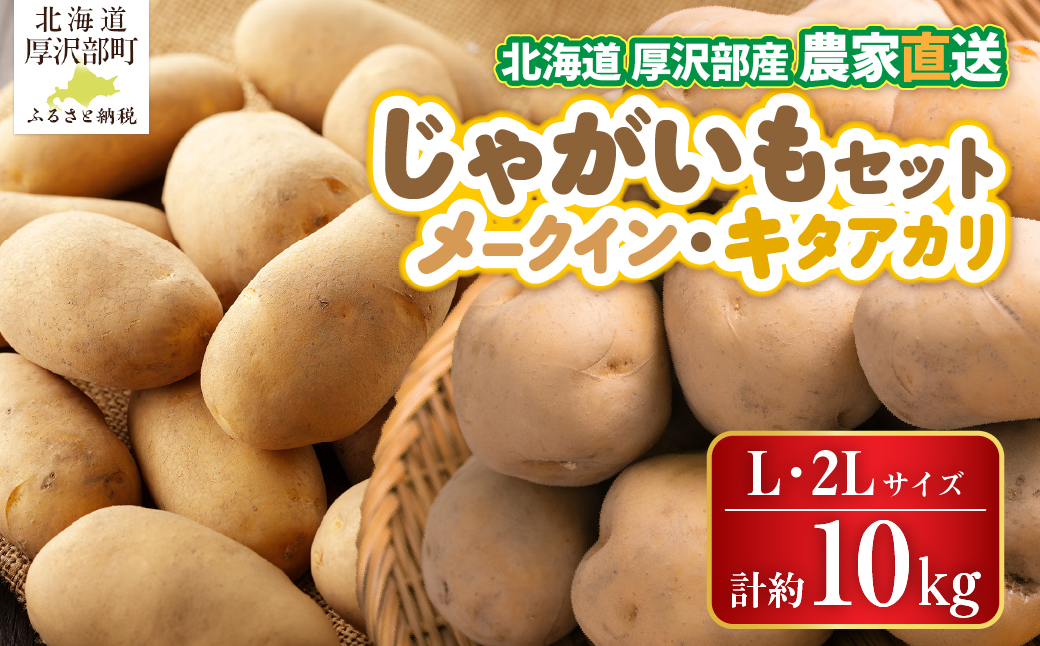 【2026年9月下旬より発送】北海道厚沢部町産 メークイン約5kg・キタアカリ約5kgセット 計約10kg【L・2Lサイズ】 ASO014