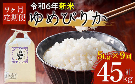 【令和6年産 新米】北海道厚沢部産ゆめぴりか45kg（5kg×9ヶ月連続お届け） ASG008