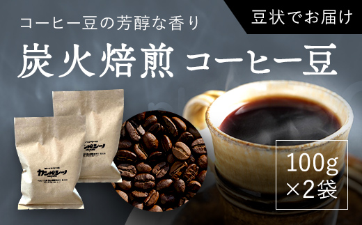 炭火焙煎コーヒー豆　100g×2袋（豆状にてお届け） ASC001