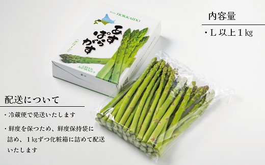 【予約受付中】＜北海道産 夏採れグリーンアスパラ 1㎏＞シャッキリみずみずしい味わい！！ 北海道 北海道産 国産 産地直送 乙部町 旬 新鮮 農家直送 あすぱら アスパラガス 野菜 冷蔵配送 L以上 お取り寄せ 送料無料