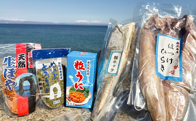 奥尻潜水部会の海産珍味詰め合わせ〈Bコース〉 海鮮 セット 5種 冷凍 | 海産物 珍味 海産珍味 うに ウニ 粒うに 瓶詰 ほっけ ホッケ ぬかぼっけ 漬け魚 めかぶ ホヤ ご飯のお供 おつまみ | 奥尻島 産直 産地直送 お取り寄せ グルメ | 北海道 奥尻町 送料無料 OKS06-020