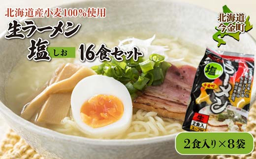 【北海道産小麦100%使用】生ラーメン塩16食セット（8袋）  F21W-387