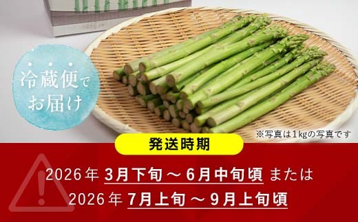 【先行予約】朝採れ新鮮アスパラ 1.5kg（Mサイズ） (2026年3月下旬~6月中旬または2026年7月上旬~9月上旬頃発送)   F21W-454