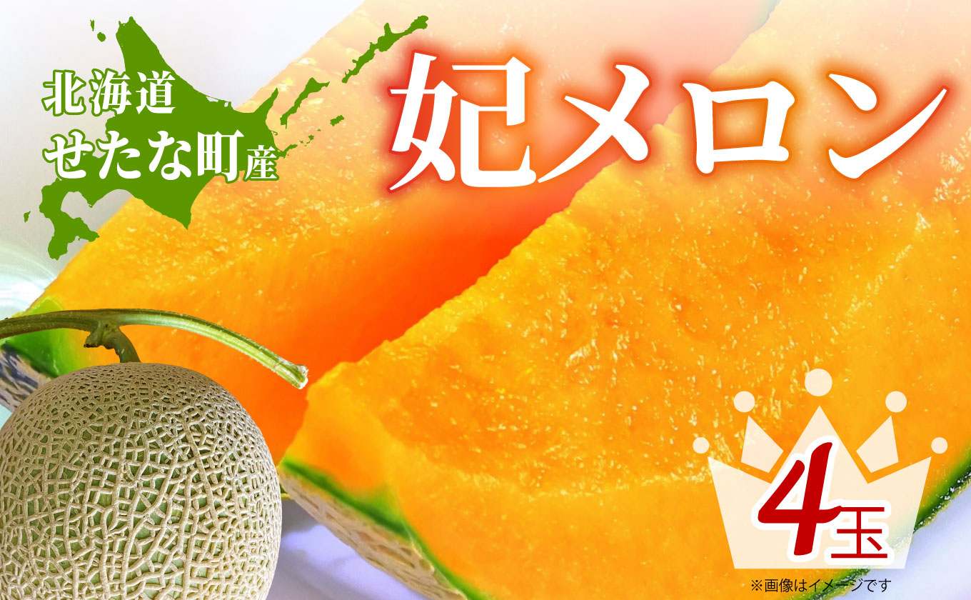 【2026年8月上旬から順次発送】【北海道産極旨メロン】妃メロン4玉 メロン 旬 野菜 赤肉 ジュース アールスメロン 産地直送 せたな町 ふるさと納税