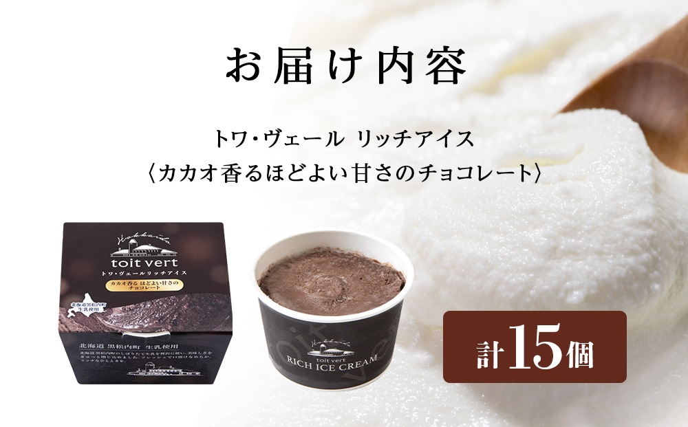 リッチアイスクリーム カカオ香るほどよい甘さのチョコレート 15個セット（100ml）アイス スイーツ おやつ 冷凍 食べ比べ
