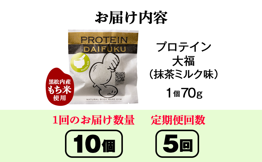 【定期便5ヵ月】プロテイン大福　抹茶ミルク10個