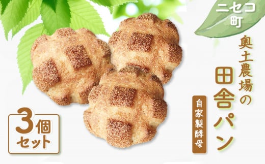 田舎パン 3個 セット | 自家製酵母 オンライン 申請 ふるさと納税 北海道 ニセコ 田舎 パン ぱん 美味しいパン シンプルなパン 朝食 朝ごはん 道産小麦 冷凍パン 奥土農場 ニセコ町【42005】