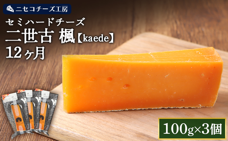 【ニセコチーズ工房】セミハードチーズ 二世古 椛【momiji】12ヶ月 100g×3個 | セミハード チーズ 熟成 おつまみ 金賞 最優秀部門賞 農畜産業振興機構理事長賞 JAL国際線ファーストクラス 北海道 ニセコ町【43011】