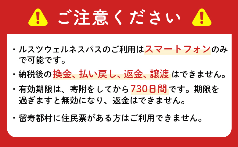 【JALの旅先納税】留寿都村e街ギフト ルスツウェルネスパス 1,500円分【99201】