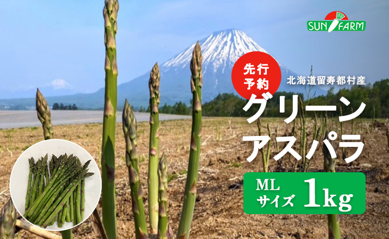【先行予約】 グリーンアスパラ MLサイズ 1kg オンライン 申請 ふるさと納税 北海道 留寿都 アスパラ アスパラガス 野菜 春 旬野菜 季節野菜 産地直送 新鮮 採れたて サラダ おかず グラタン 肉巻き 1キロ 留寿都村【24001】
