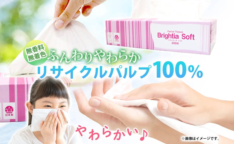 ブライティア ソフト ボックスティッシュ 200組 400枚 60箱 日本製 まとめ買い ティッシュ リサイクル 長持 防災 常備品 日用雑貨 消耗品 生活必需品 備蓄 ペーパー 紙 北海道 倶知安町 日用品 