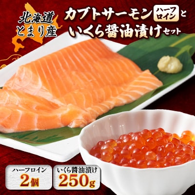 北海道とまりカブトサーモン　ハーフロイン2個(計約220g)といくら醤油漬け(250g)セット【配送不可地域：離島】【1590459】